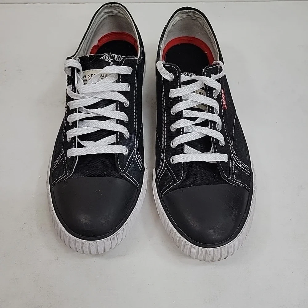 Levis Women's Size 8.5 Logo Sneakers Canvas Low-Top Shoes‎ Black/White